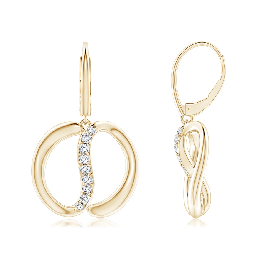 1.9mm HSI2 Natori x Angara Yin-Yang Diamond Shangri-La Dangle Earrings in Yellow Gold 