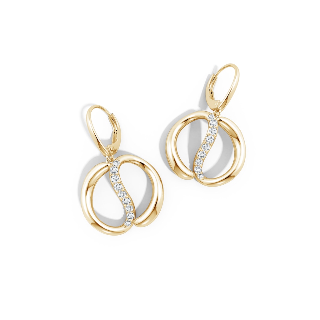1.9mm HSI2 Natori x Angara Yin-Yang Diamond Shangri-La Dangle Earrings in Yellow Gold Lifestyle