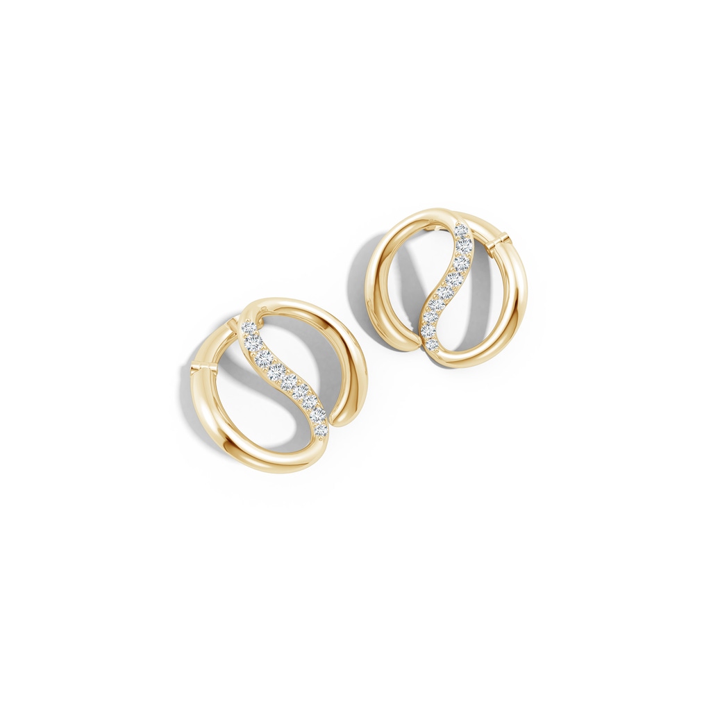 2mm HSI2 Natori x Angara Yin-Yang Diamond Shangri-La 22mm Button Stud Earrings in Yellow Gold Lifestyle