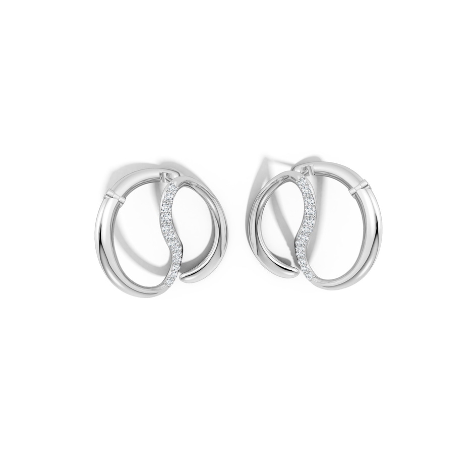 2.9mm HSI2 Natori x Angara Yin-Yang Diamond Shangri-La 32mm Button Stud Earrings in White Gold lifestyle