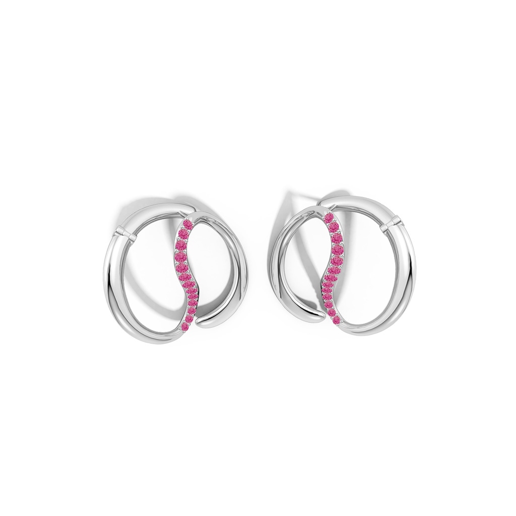 2.9mm AAA Yin-Yang Pink Sapphire Shangri-La 32mm Button Stud Earring in White Gold Side 399