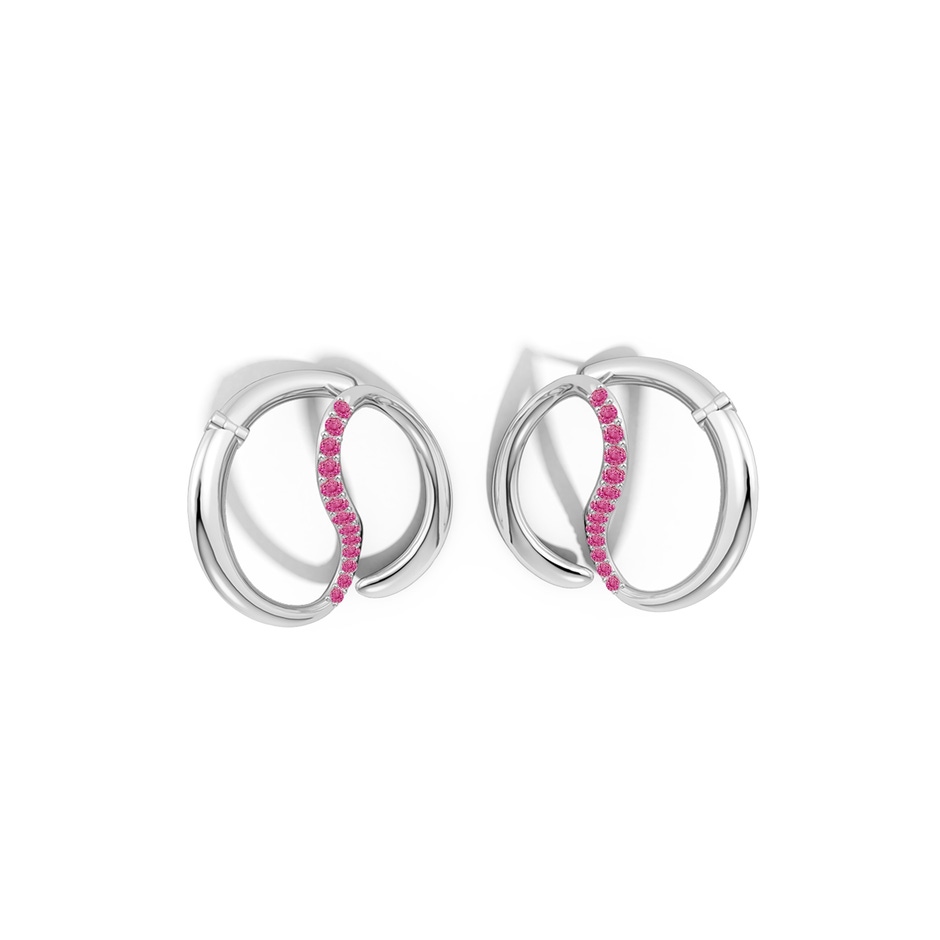 2.9mm AAA Yin-Yang Pink Sapphire Shangri-La 32mm Button Stud Earring in White Gold side 399