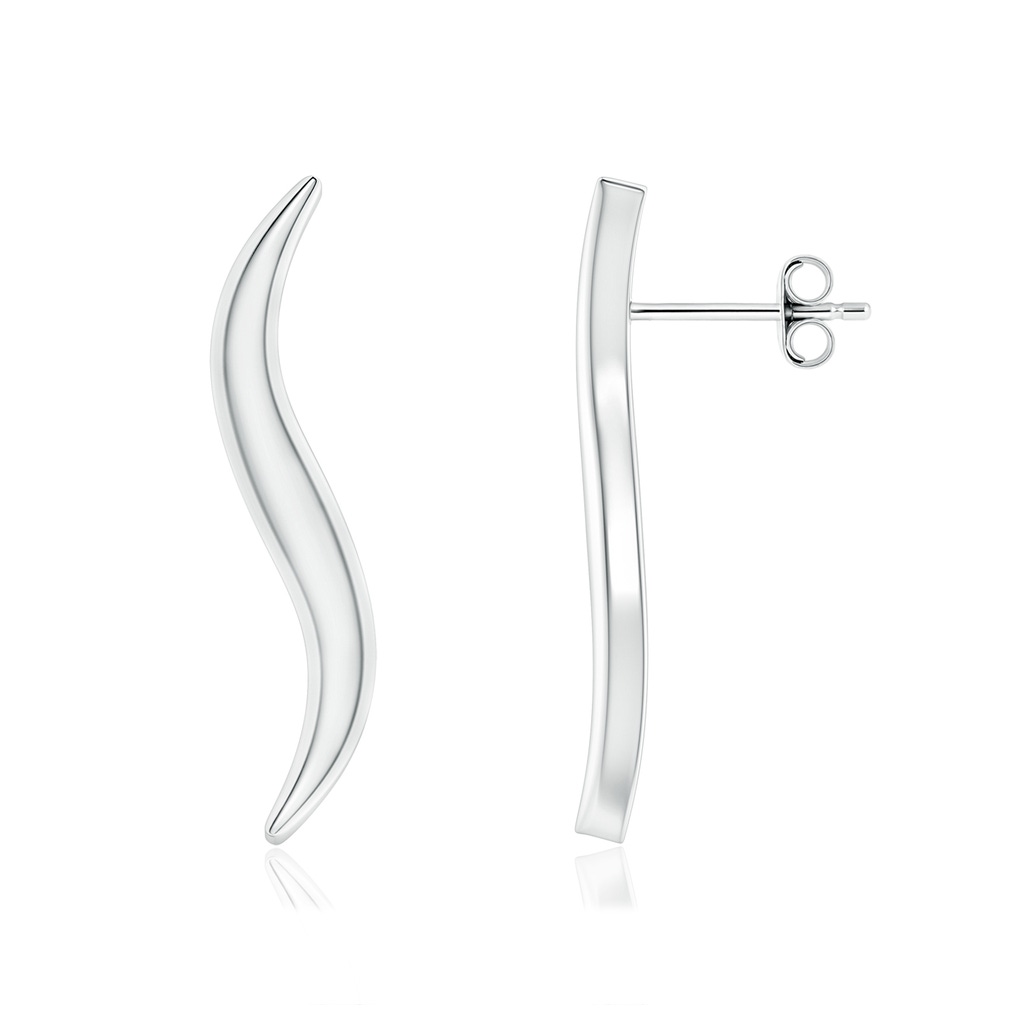 Natori x Angara Shangri-la - Brush Stroke Shangri-La Long Stud Earrings in White Gold