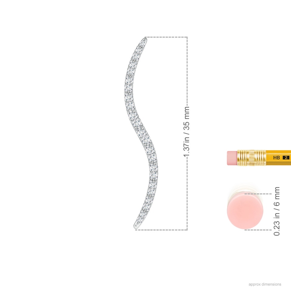 1.6mm HSI2 Natori x Angara Shangri-la - Brush Stroke Diamond 35mm Shangri-La Stud Earrings in White Gold ruler