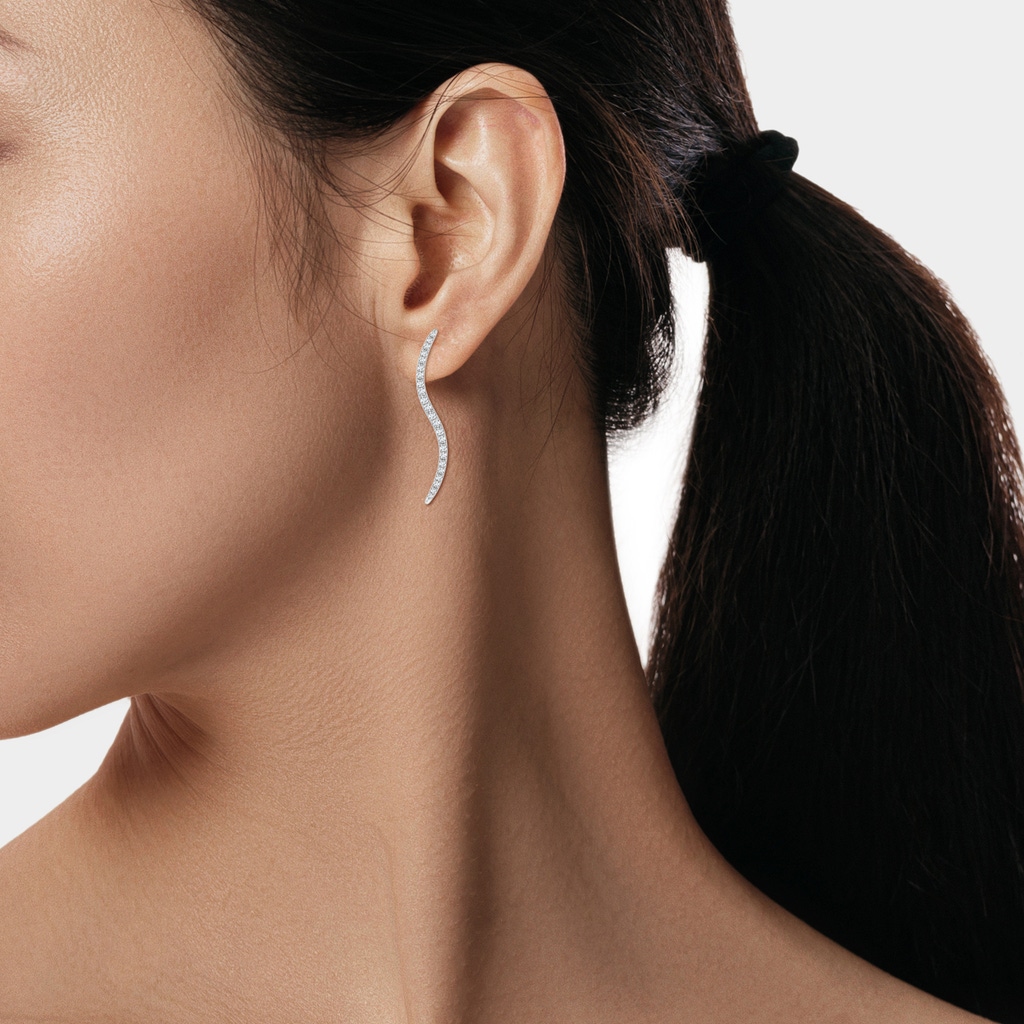 1.6mm HSI2 Natori x Angara Shangri-la - Brush Stroke Diamond 35mm Shangri-La Stud Earrings in White Gold - body_ear