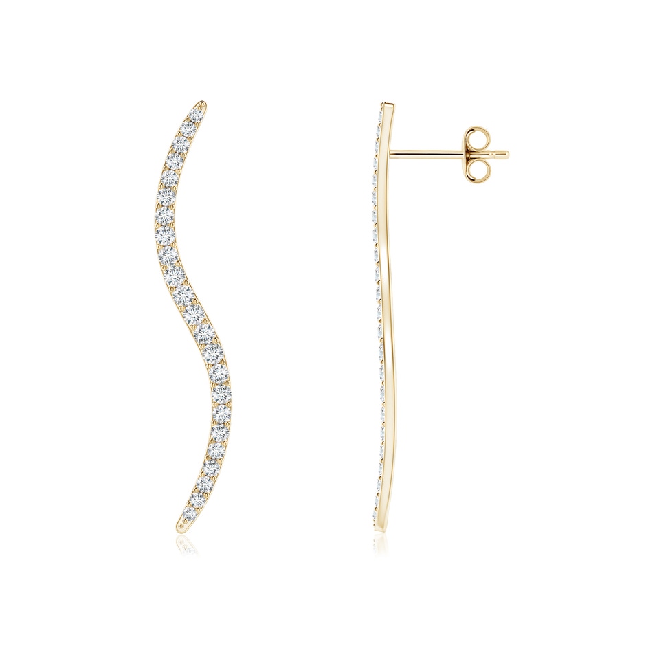 1.6mm HSI2 Natori x Angara Shangri-la - Brush Stroke Diamond 35mm Shangri-La Stud Earrings in Yellow Gold 