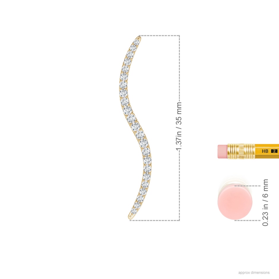 1.6mm HSI2 Natori x Angara Shangri-la - Brush Stroke Diamond 35mm Shangri-La Stud Earrings in Yellow Gold ruler