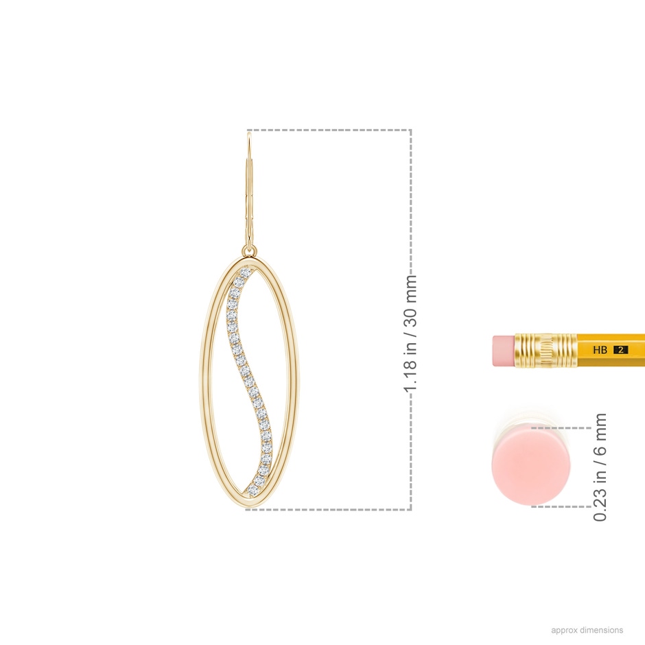 1.2mm HSI2 Natori x Angara Oval Yin-Yang Diamond Shangri-La Medium Leverback Earrings in Yellow Gold ruler