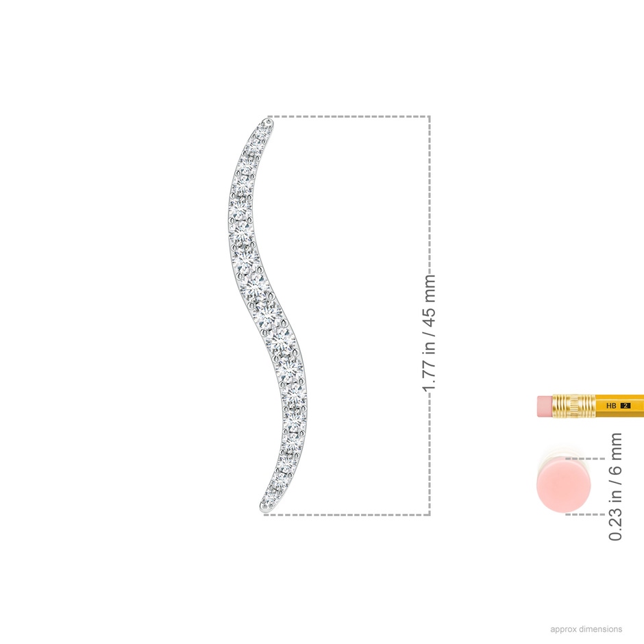 3.3mm HSI2 Natori x Angara Shangri-la - Brush Stroke Diamond 45mm Shangri-La Stud Earrings in White Gold ruler