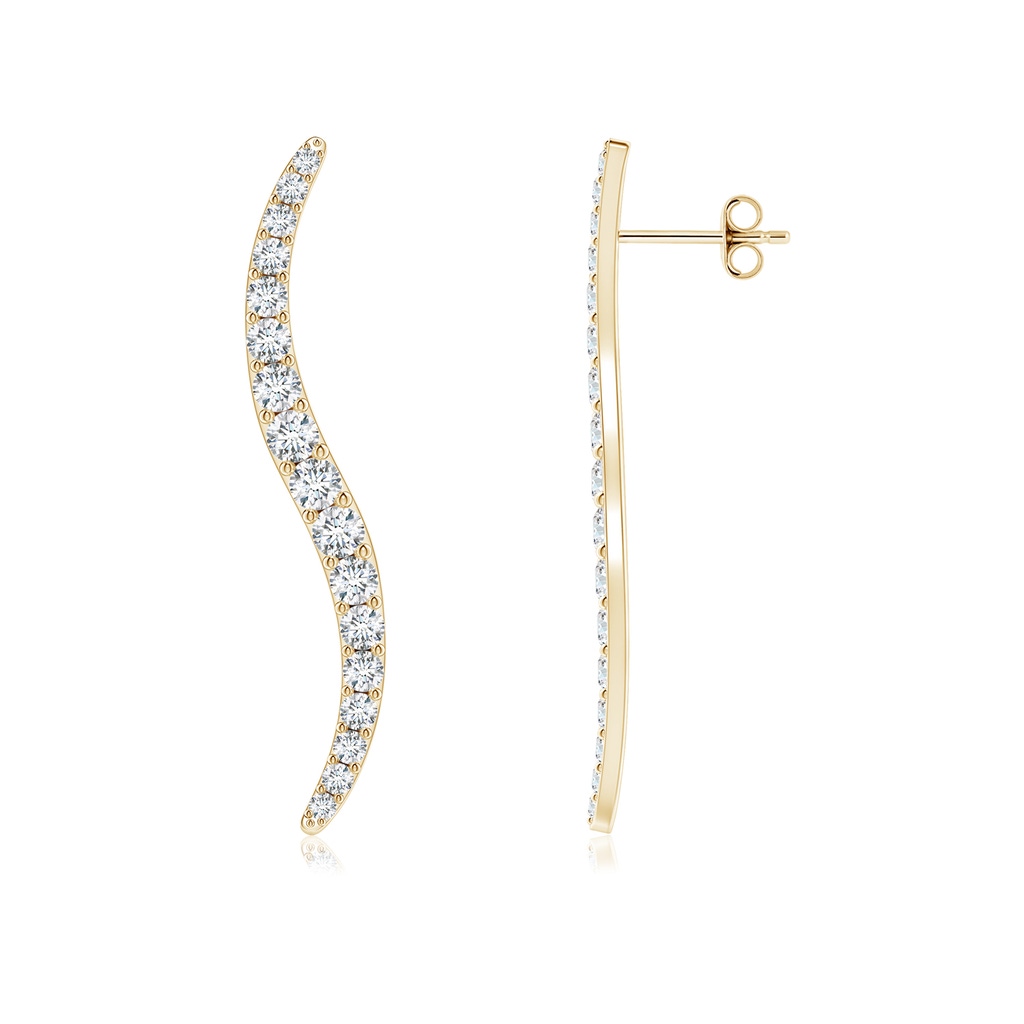 3.3mm HSI2 Natori x Angara Shangri-la - Brush Stroke Diamond 45mm Shangri-La Stud Earrings in Yellow Gold