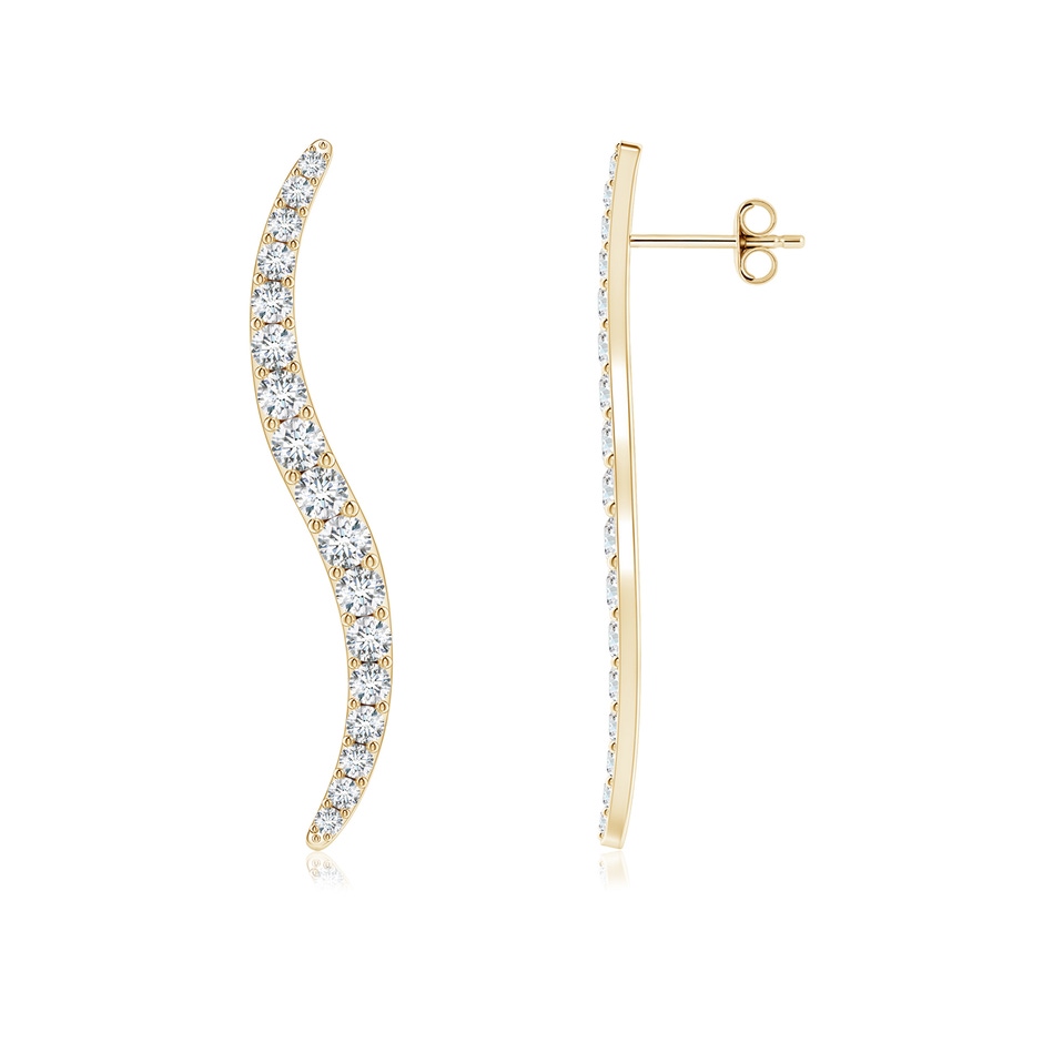 3.3mm HSI2 Natori x Angara Shangri-la - Brush Stroke Diamond 45mm Shangri-La Stud Earrings in Yellow Gold 