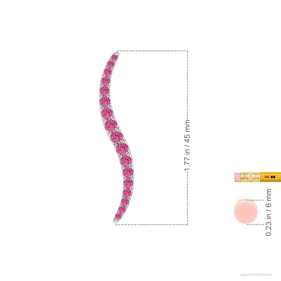 3.3mm AAA Brush Stroke Pink Sapphire 45mm Shangri-La Stud Earrings in White Gold ruler