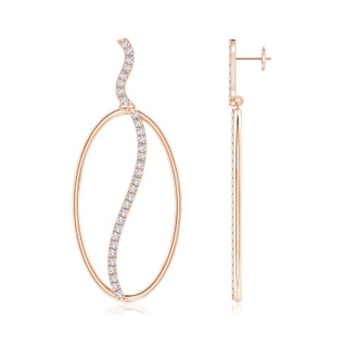 2mm HSI2 Natori x Angara Oval Yin-Yang Diamond Shangri-La Dangle Earrings in 9K Rose Gold