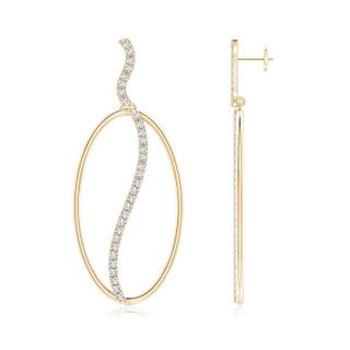 2mm HSI2 Natori x Angara Oval Yin-Yang Diamond Shangri-La Dangle Earrings in Yellow Gold