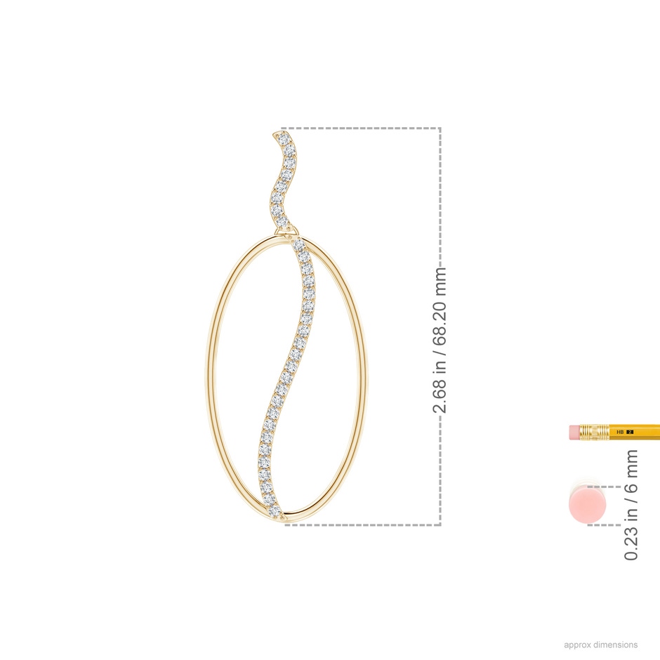 2mm HSI2 Natori x Angara Oval Yin-Yang Diamond Shangri-La Dangle Earrings in Yellow Gold ruler