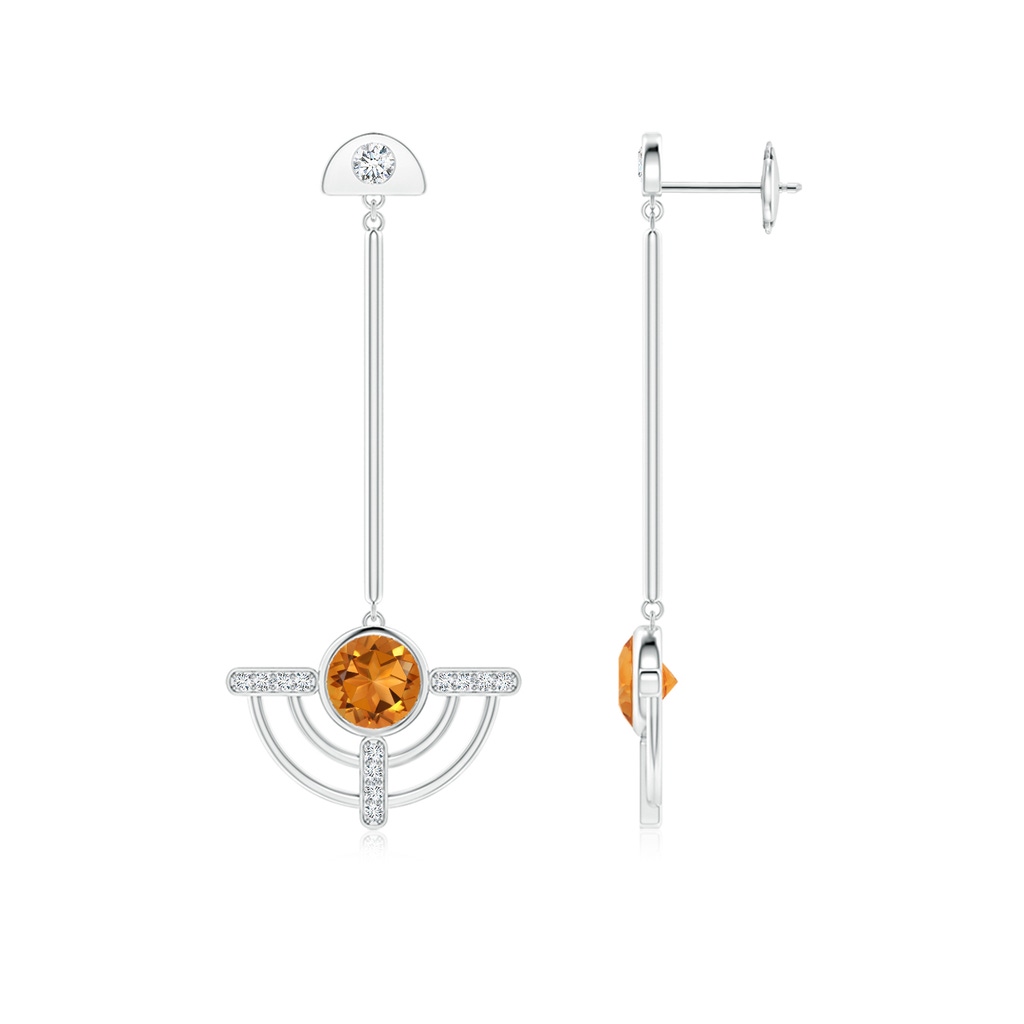 6mm AAA Natori x Angara Infinity Half Concentric Circle Citrine Dangle Earrings with Diamond Accents in White Gold