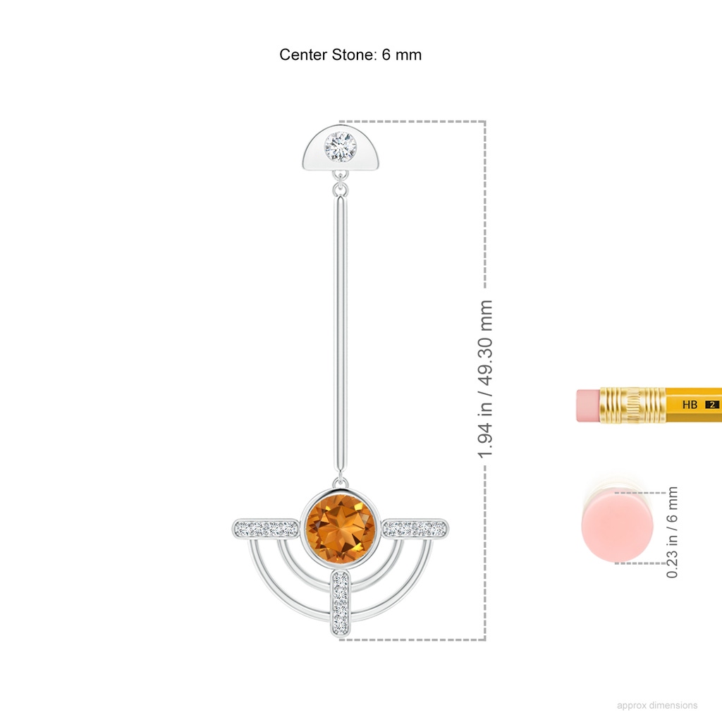 6mm AAA Natori x Angara Infinity Half Concentric Circle Citrine Dangle Earrings with Diamond Accents in White Gold ruler