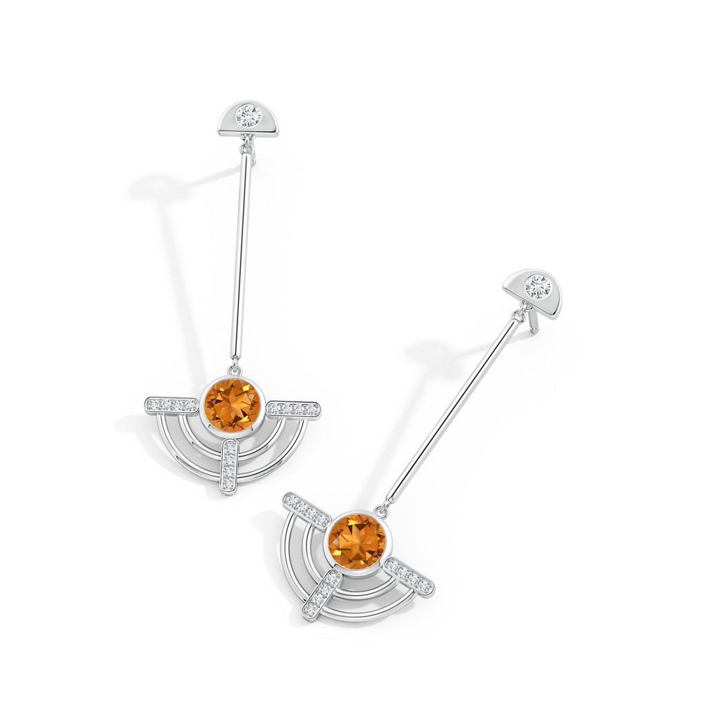 6mm AAA Natori x Angara Infinity Half Concentric Circle Citrine Dangle Earrings with Diamond Accents in White Gold Side 399