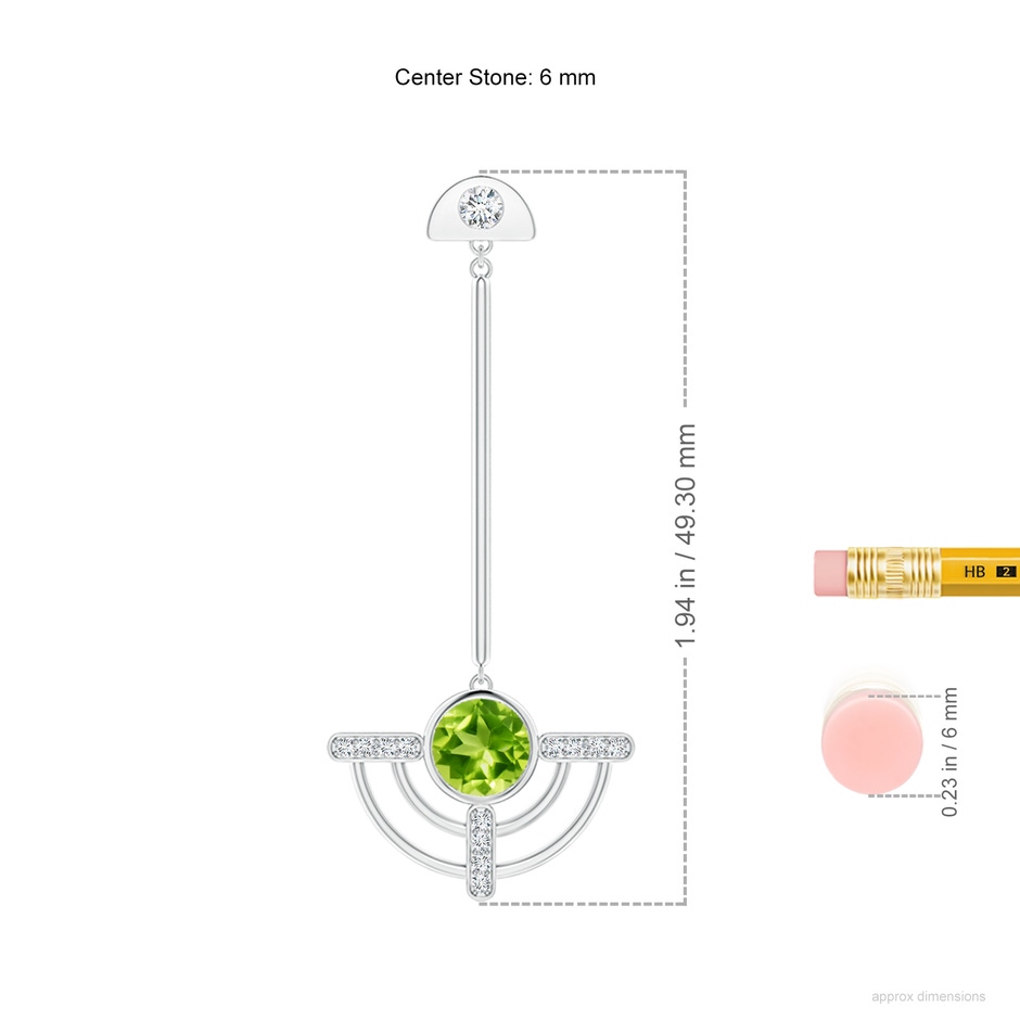 6mm AAA Natori x Angara Infinity Half Concentric Circle Peridot Dangle Earrings with Diamond Accents in White Gold ruler