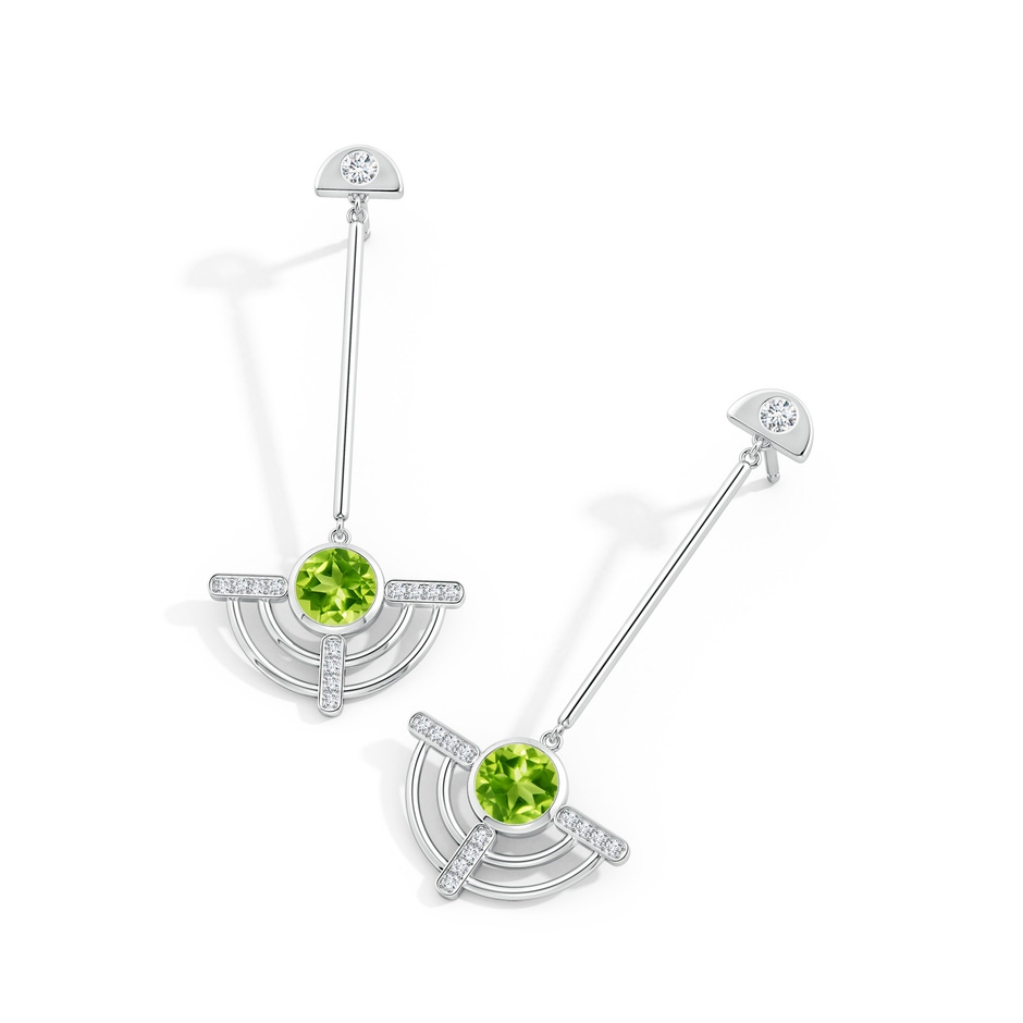 6mm AAA Natori x Angara Infinity Half Concentric Circle Peridot Dangle Earrings with Diamond Accents in White Gold side 399