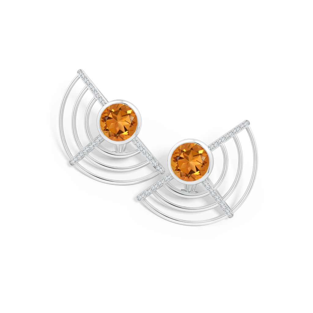 10mm AAA Natori x Angara Infinity Half Concentric Circle Citrine Button Studs with Diamond Bars in White Gold Side 399