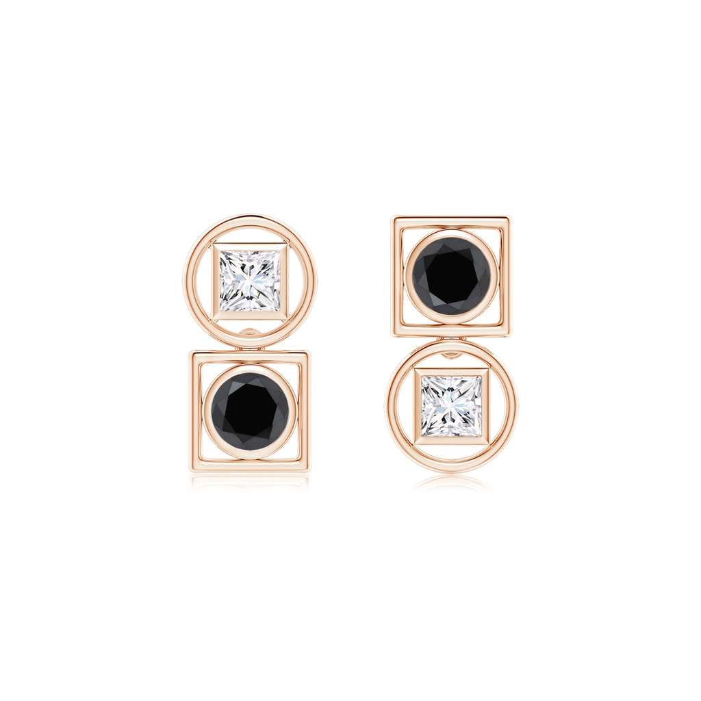 5mm AA Natori x Angara Infinity Black & White Diamond Two Stone Mismatched Studs in Rose Gold