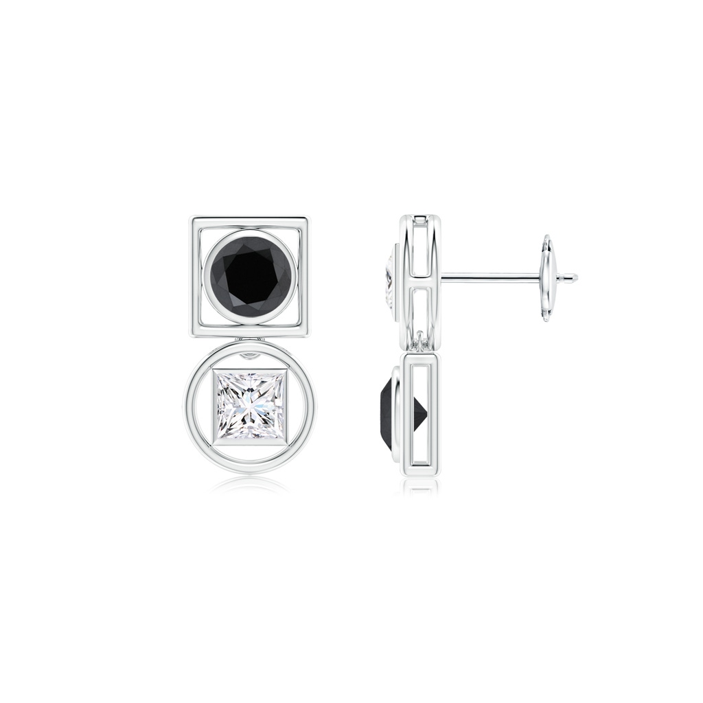 5mm AA Natori x Angara Infinity Black & White Diamond Two Stone Mismatched Studs in White Gold Side 299