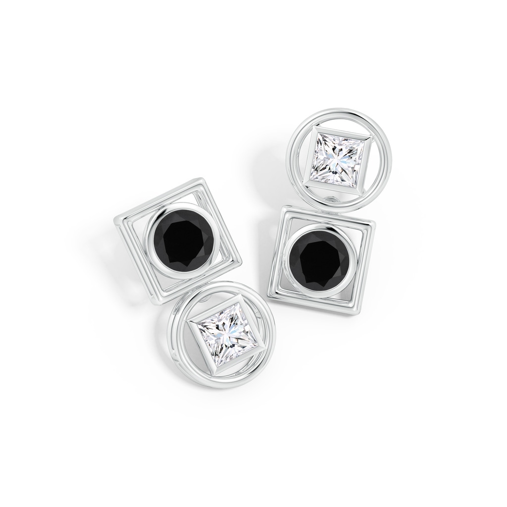 5mm AA Natori x Angara Infinity Black & White Diamond Two Stone Mismatched Studs in White Gold Side 699