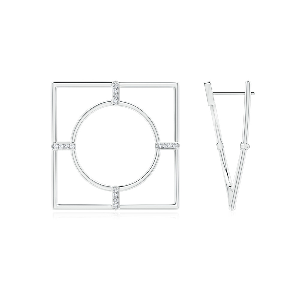 1.2mm HSI2 Natori x Angara Infinity Geometric Hoop Earrings with Diamond Bars in White Gold