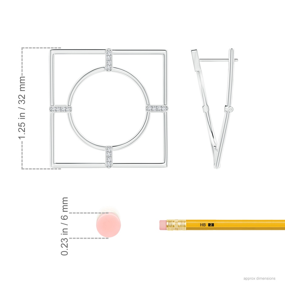 1.2mm HSI2 Natori x Angara Infinity Geometric Hoop Earrings with Diamond Bars in White Gold ruler