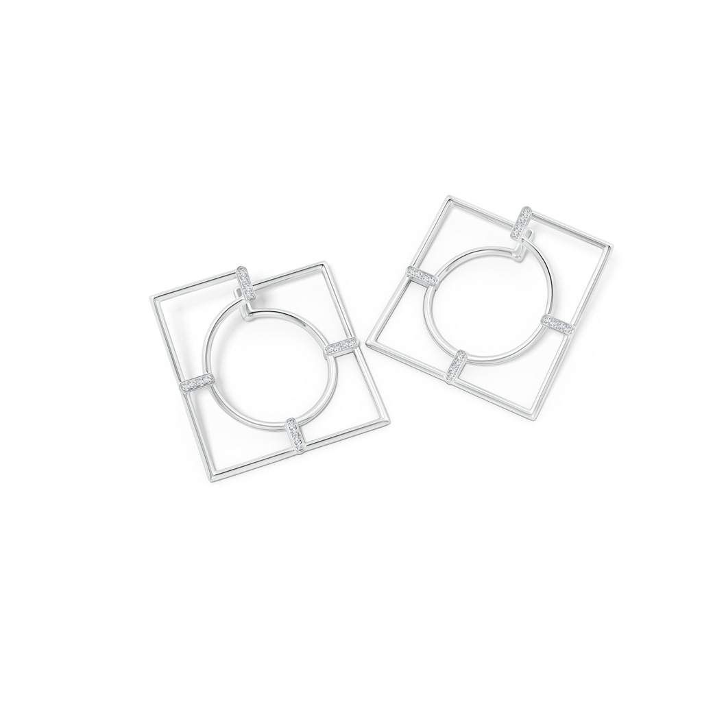1.2mm HSI2 Natori x Angara Infinity Geometric Hoop Earrings with Diamond Bars in White Gold Side 399
