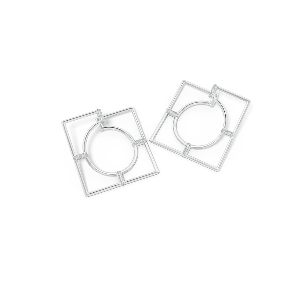 1.2mm HSI2 Natori x Angara Infinity Geometric Hoop Earrings with Diamond Bars in White Gold side 399