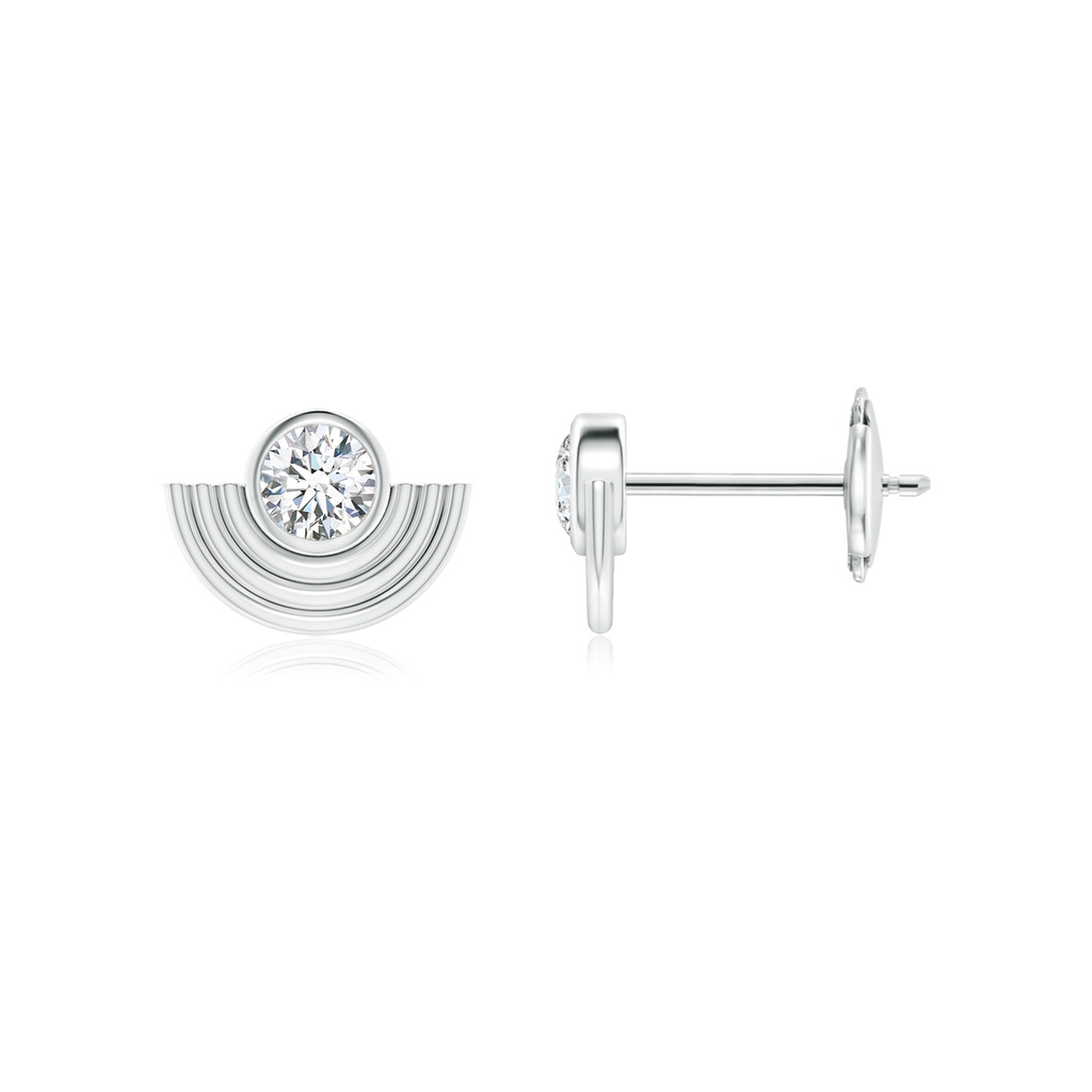 3.5mm HSI2 Natori x Angara Infinity Diamond Half Concentric Circle Metal Fan Earrings in White Gold