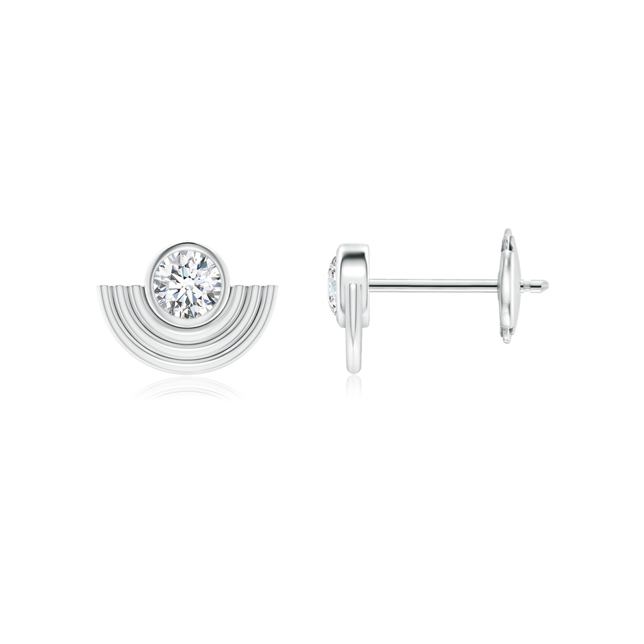 3.5mm HSI2 Natori x Angara Infinity Diamond Half Concentric Circle Metal Fan Earrings in White Gold 