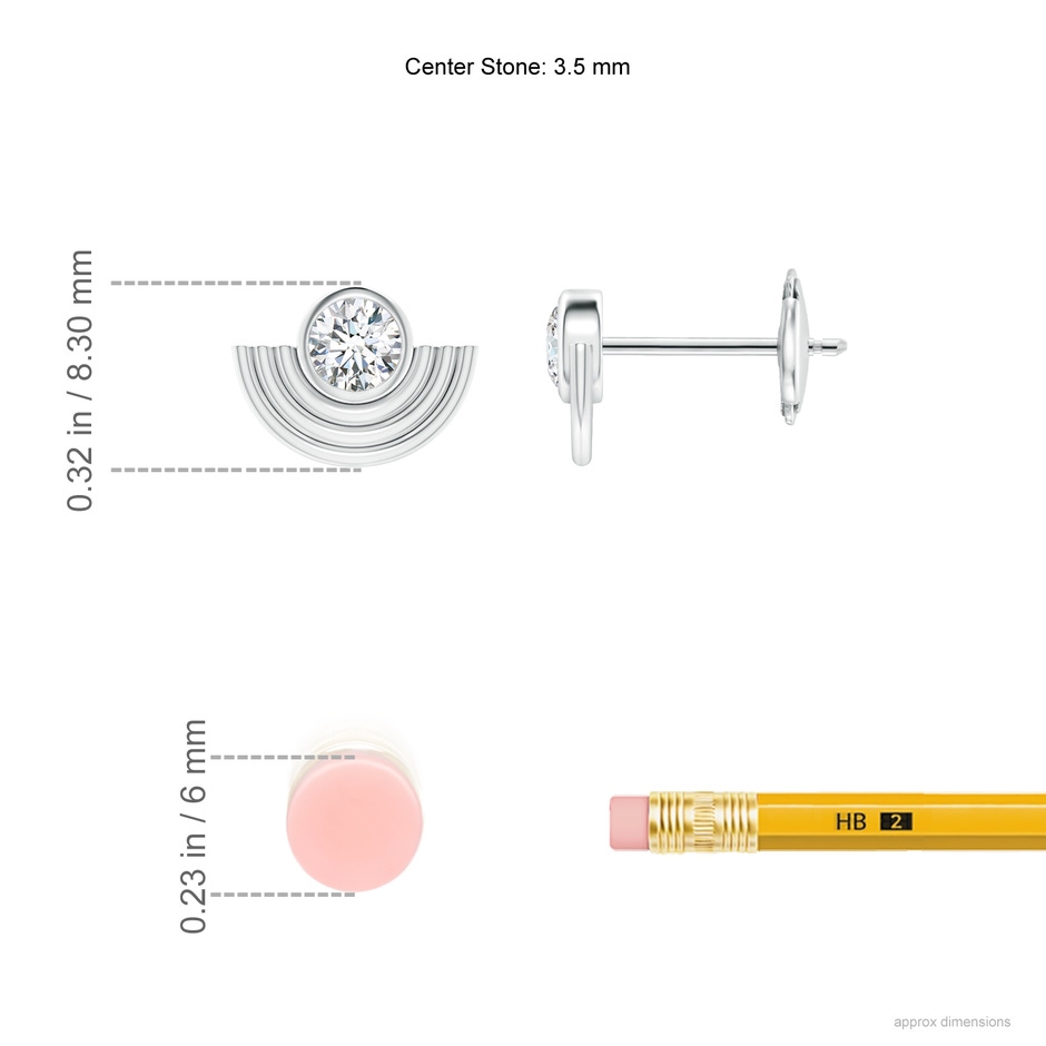 3.5mm HSI2 Natori x Angara Infinity Diamond Half Concentric Circle Metal Fan Earrings in White Gold ruler