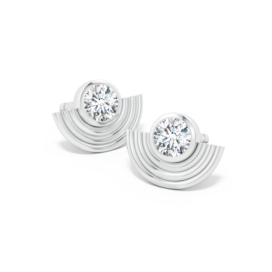 3.5mm HSI2 Natori x Angara Infinity Diamond Half Concentric Circle Metal Fan Earrings in White Gold side 399