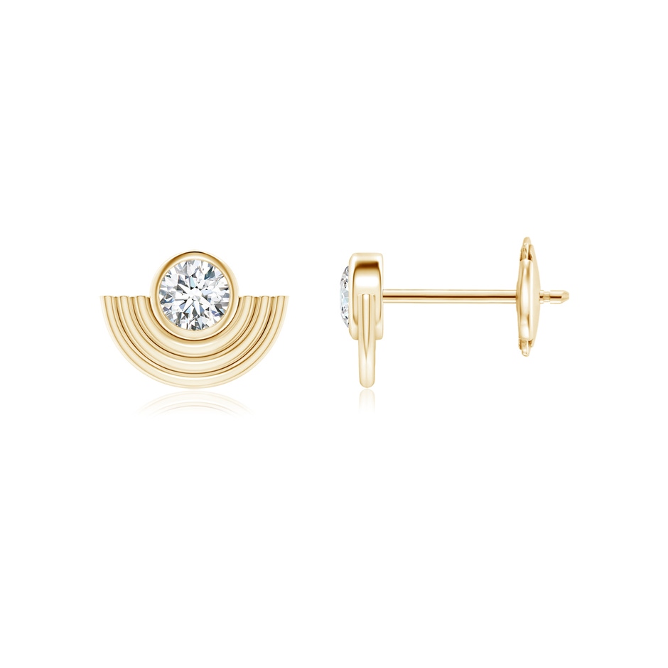 3.5mm HSI2 Natori x Angara Infinity Diamond Half Concentric Circle Metal Fan Earrings in Yellow Gold 