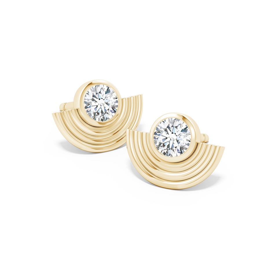 3.5mm HSI2 Natori x Angara Infinity Diamond Half Concentric Circle Metal Fan Earrings in Yellow Gold side 399