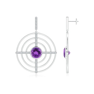 10mm AAA Natori x Angara Infinity Concentric Circle Amethyst Earrings with Diamond Bars in White Gold