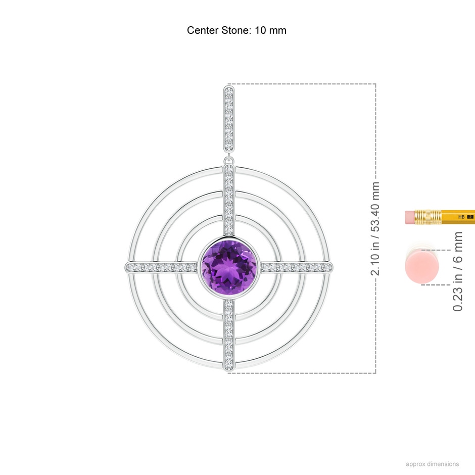 10mm AAA Natori x Angara Infinity Concentric Circle Amethyst Earrings with Diamond Bars in White Gold ruler