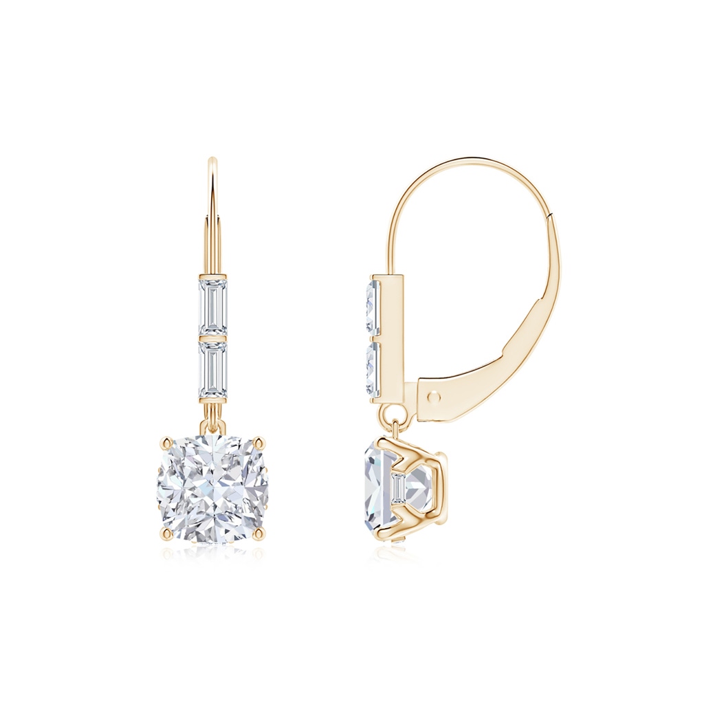 5.5mm FGVS Natori x Angara Orient Express Lab-Grown Cushion Diamond Earrings in Yellow Gold