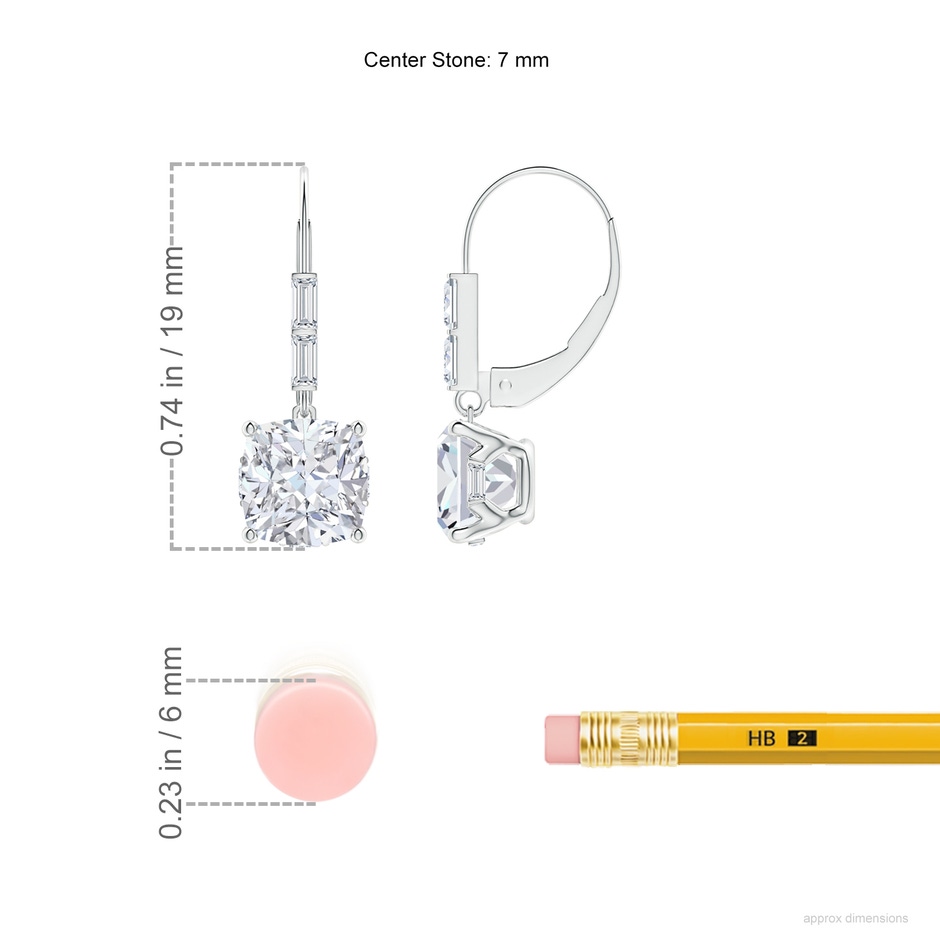 7mm FGVS Natori x Angara Orient Express Lab-Grown Cushion Diamond Earrings in White Gold ruler