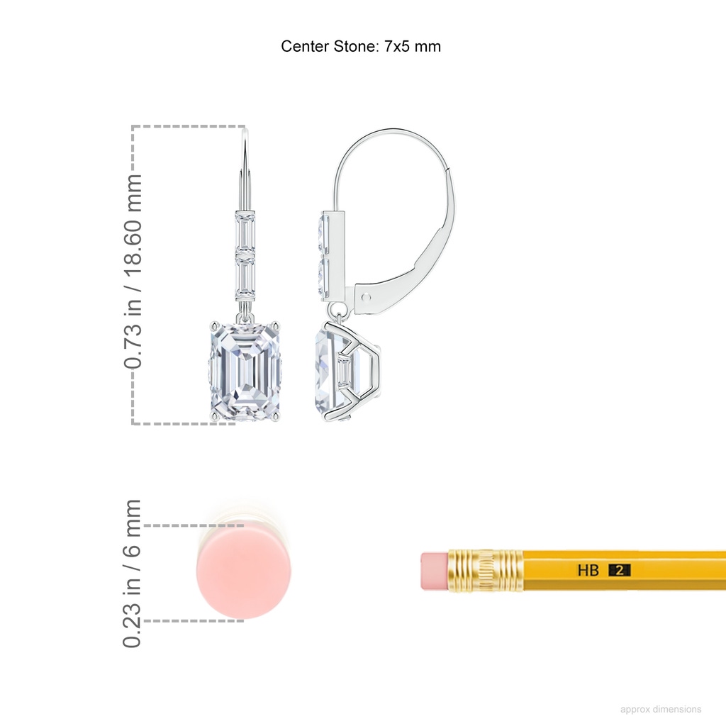 7x5mm FGVS Natori x Angara Orient Express Lab-Grown Emerald-Cut Diamond Earrings in White Gold ruler