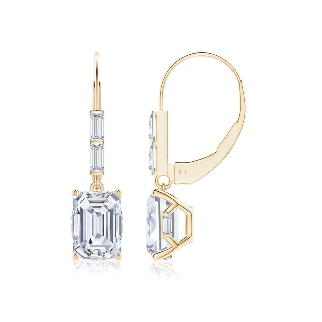 7x5mm FGVS Natori x Angara Orient Express Lab-Grown Emerald-Cut Diamond Earrings in Yellow Gold