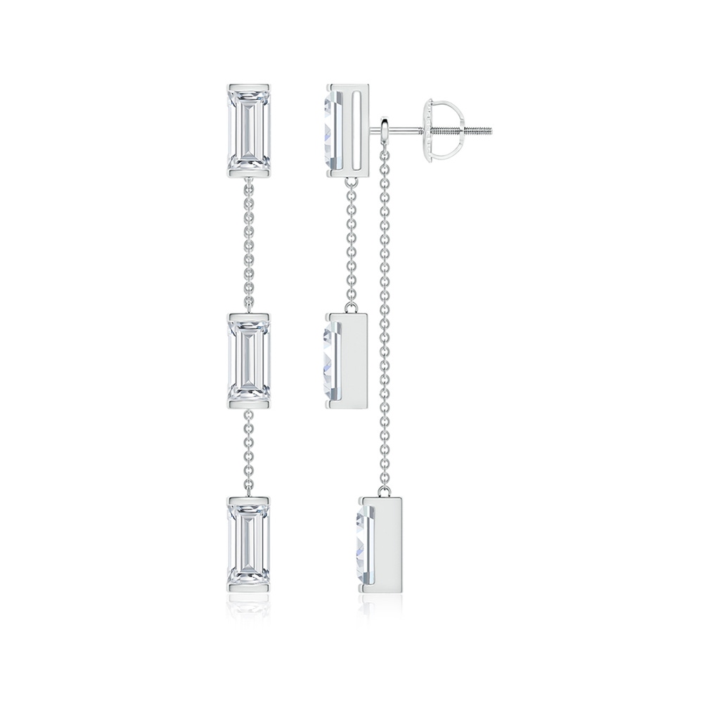 6x3mm FGVS Natori x Angara Orient Express Lab-Grown Baguette Diamond Front-Back Chain Earrings in White Gold