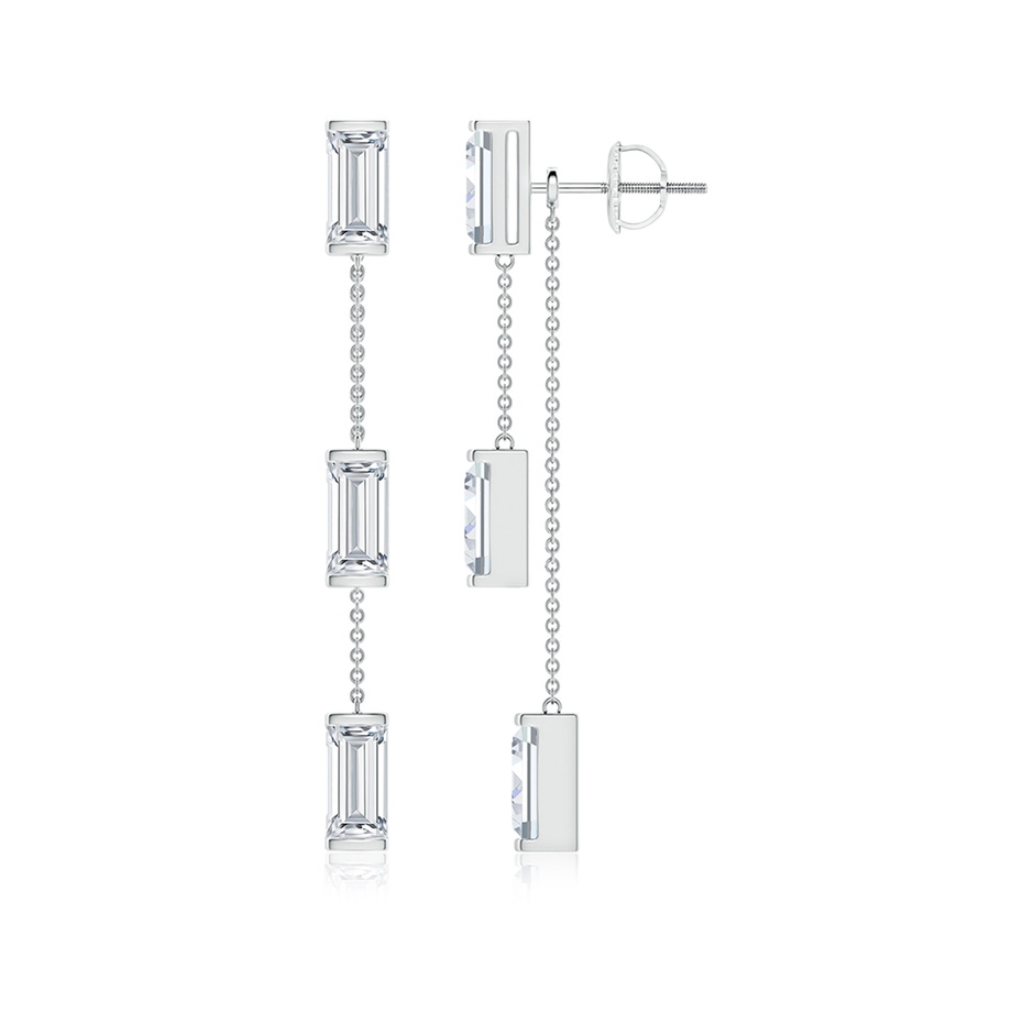 6x3mm FGVS Natori x Angara Orient Express Lab-Grown Baguette Diamond Front-Back Chain Earrings in White Gold 