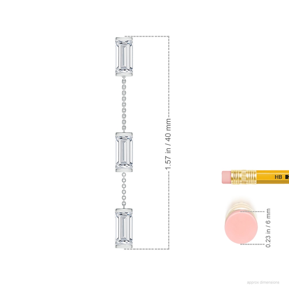 6x3mm FGVS Natori x Angara Orient Express Lab-Grown Baguette Diamond Front-Back Chain Earrings in White Gold ruler