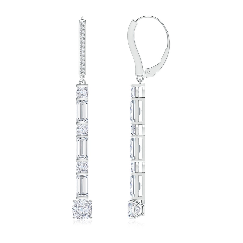 5mm FGVS Natori x Angara Orient Express Lab-Grown Baguette & Cushion Diamond Long Drop Earrings in White Gold 