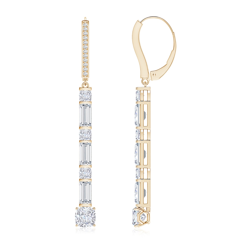 5mm FGVS Natori x Angara Orient Express Lab-Grown Baguette & Cushion Diamond Long Drop Earrings in Yellow Gold