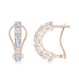 Emerald Cut Lab Grown Diamond Hoop Earrings